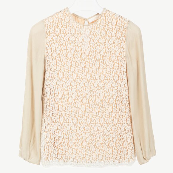 Chloe AW/12 Runway Chalk Silk Lace Blouse - Picture 2 of 8